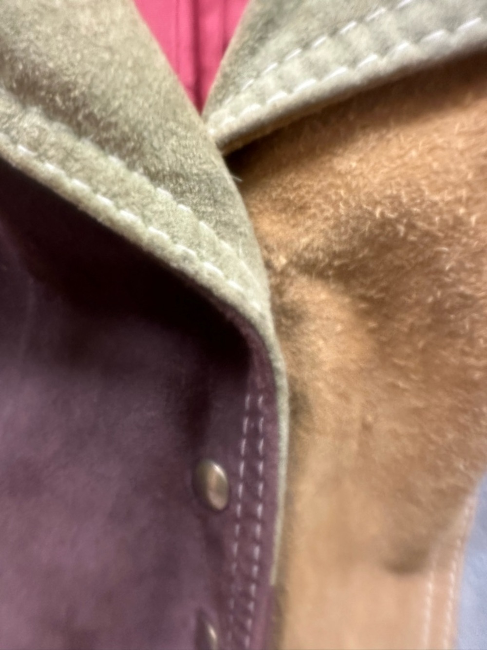 Suede Patchwork Belted Trench Coat - Multicolor - Picture 6 of 6